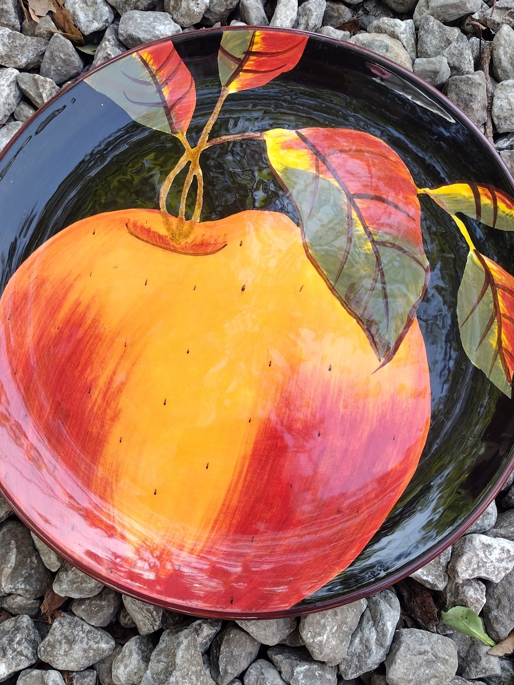 Certified International Hand-Painted Ceramic 9" Plate in Orange, Red and Green